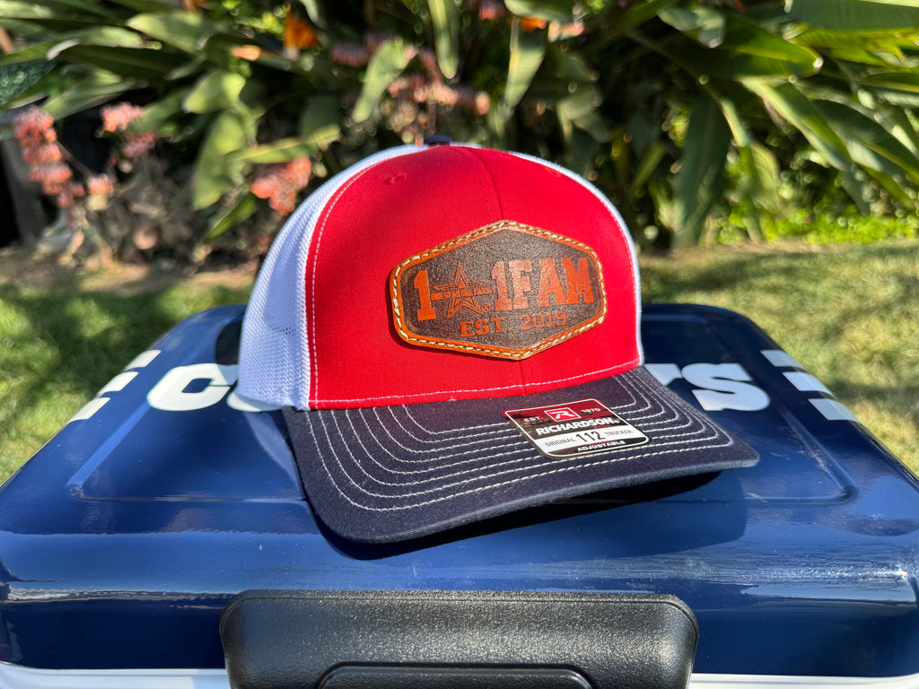 Leather patch snapback hat