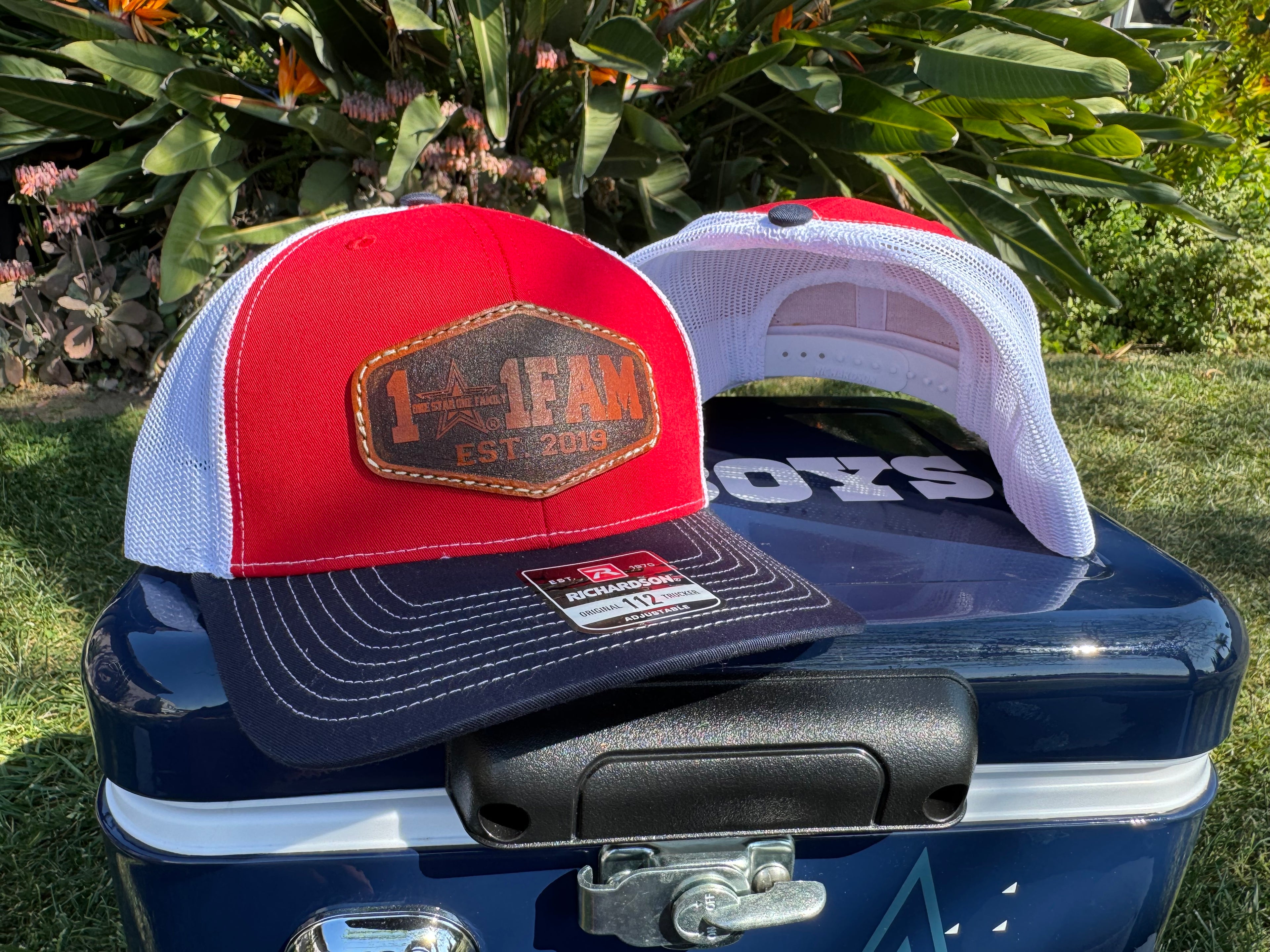 Leather patch snapback hat